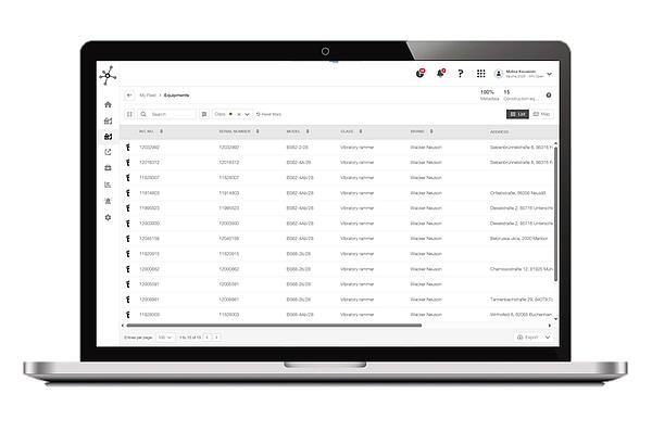 Laptop with EquipCare Manager, Fleet view.